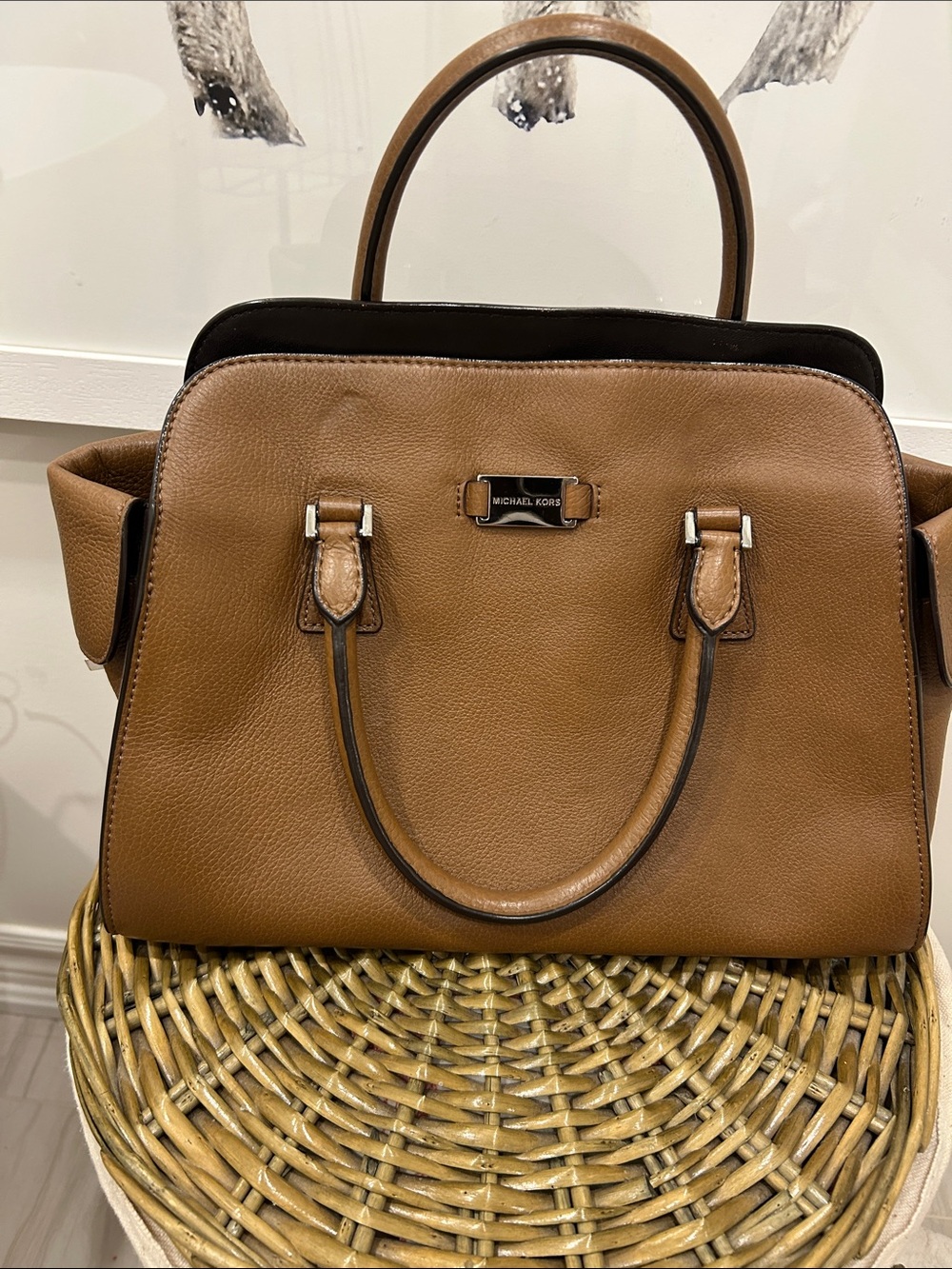 Michael Kors Cognac Brown Leather Dome Satchel